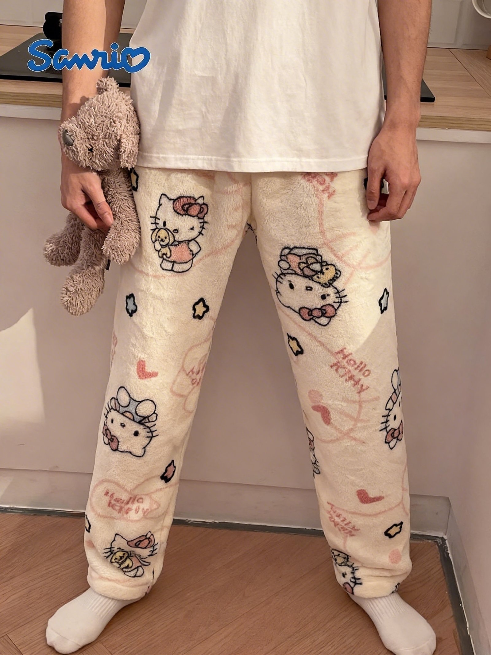 Sanrio Hello Kitty Flannel Casual Loose Sleep Pants - Image 4