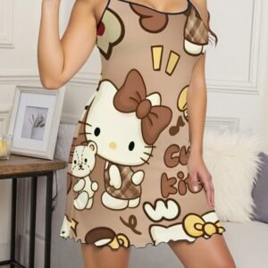 Hello Kitty Cartoon Print Camisole Nightgown