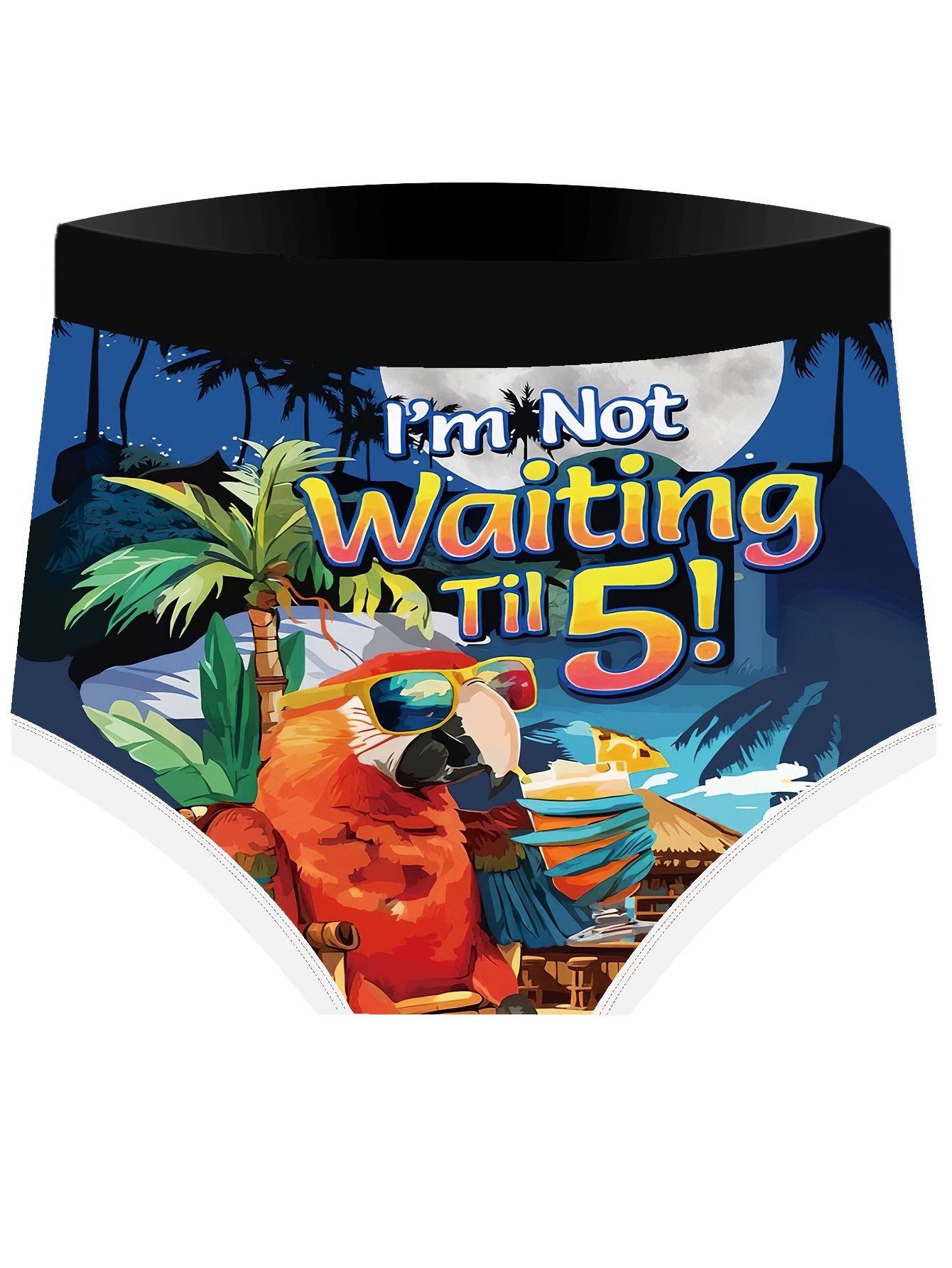 3-Pack Parrot Beach Fun Cartoon Digital Print Plus-Size Women's Knitted Stretch Fashion Panties, Comfortable and Breathable Plus-Size Women's Underwear